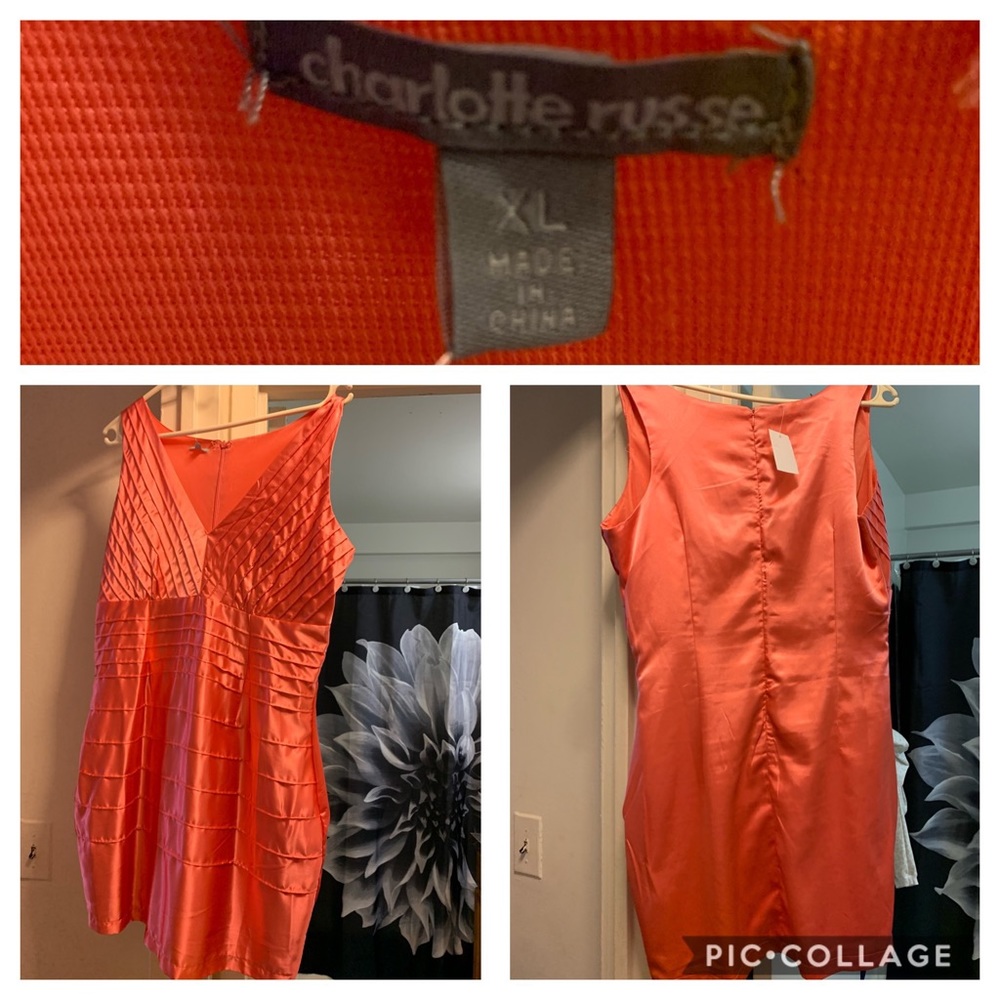 Pink orange silk dress new